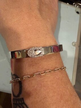 Coach Silvertone and Rhinestone Bracelet